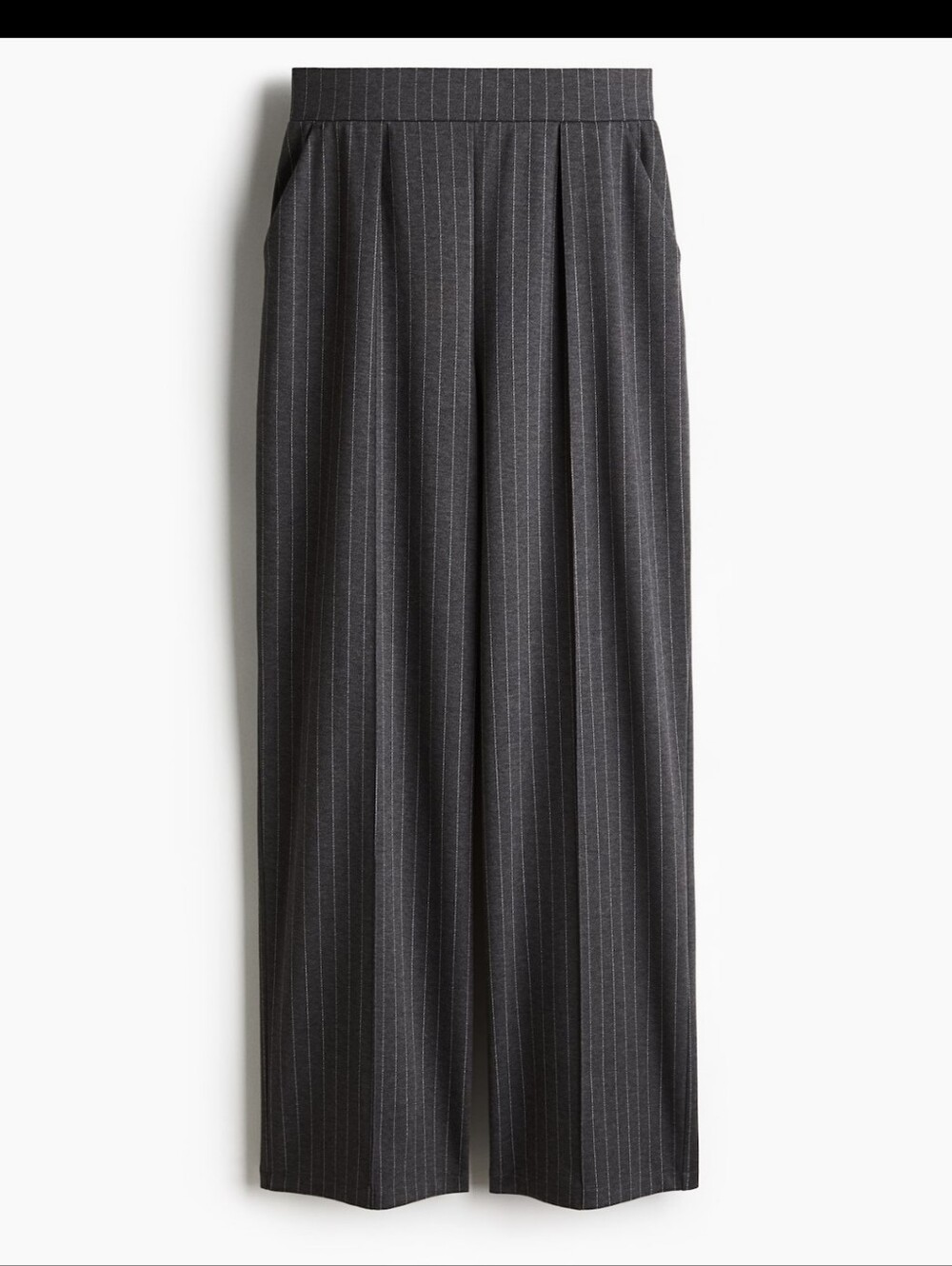 EUC H&M- Knit Charcoal Pinstripe Wide-Leg Pants-Sz M